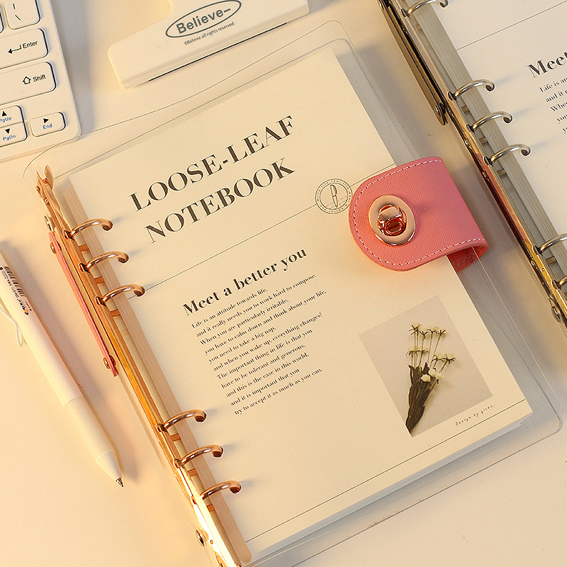 Gold Foil Flakes - A5 b5 ouro rosa com botão