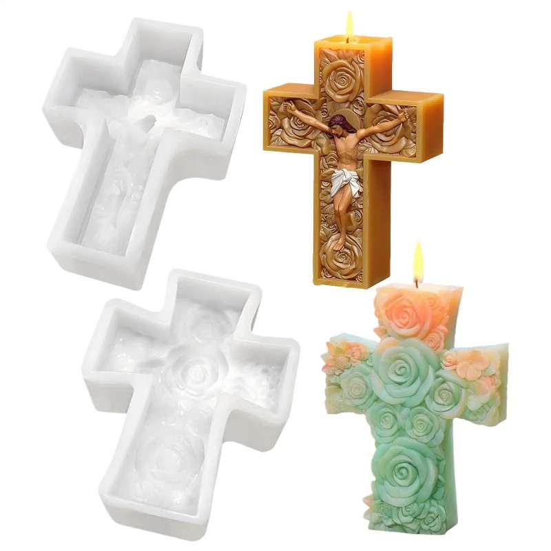 Resin Craft Ideas - Flor cruz jesus silicone vela molde