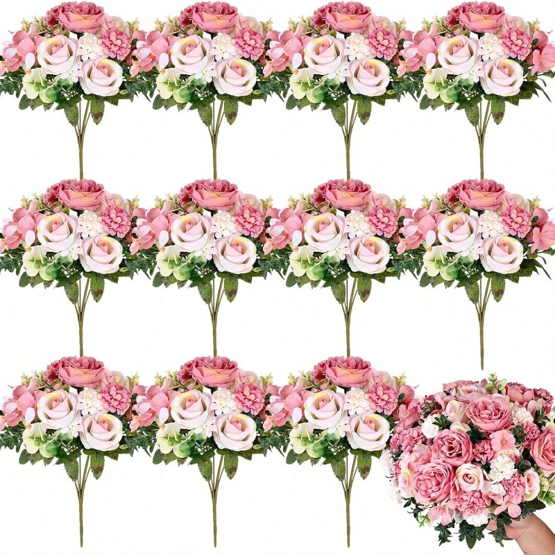 Dried Flower Bulk - Buquê de Rosas Artificiais de Seda