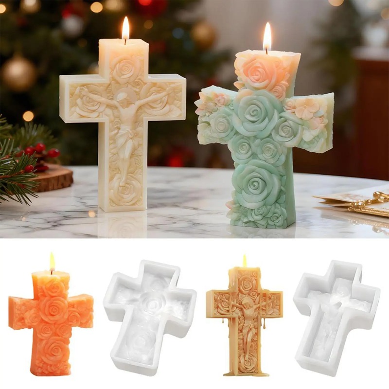 Flor cruz jesus silicone vela  - Resin Craft Ideas avaliação e preço